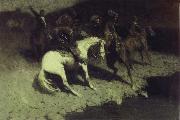 Frederic Remington Fired on painting